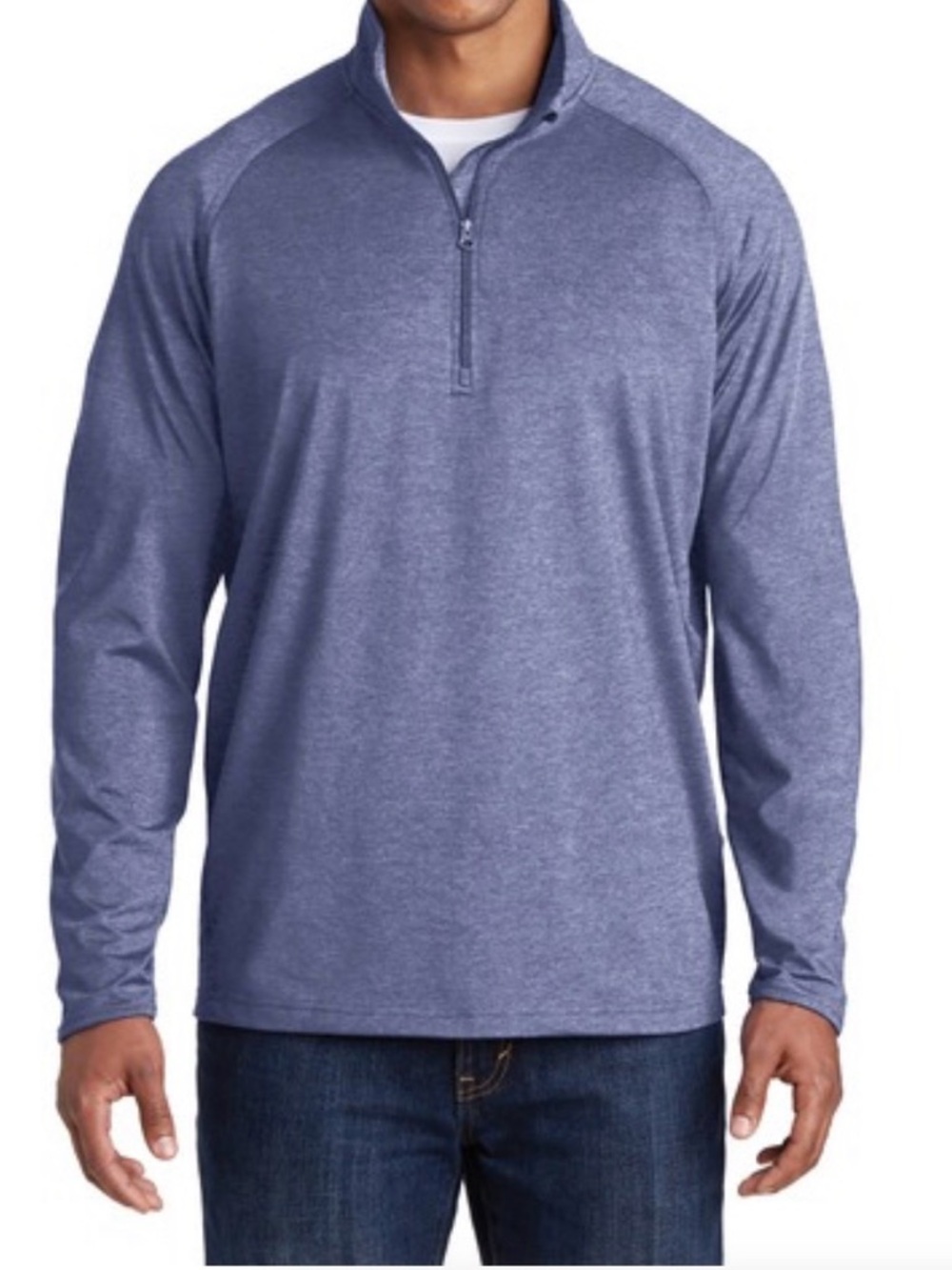 Sport-Tek Men's Long Sleeve Heather Blue Quarter-Zip Pullover